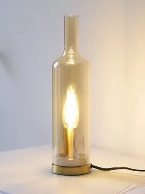 JUST LIGHT. stolní lampa Bottle, jantarová, sklo, E14 Jen Po Omezenou Doba
