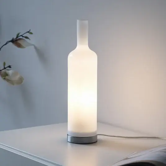 JUST LIGHT. stolní lampa Bottle, opálově bílá, sklo, E14 Omezená Nabídka