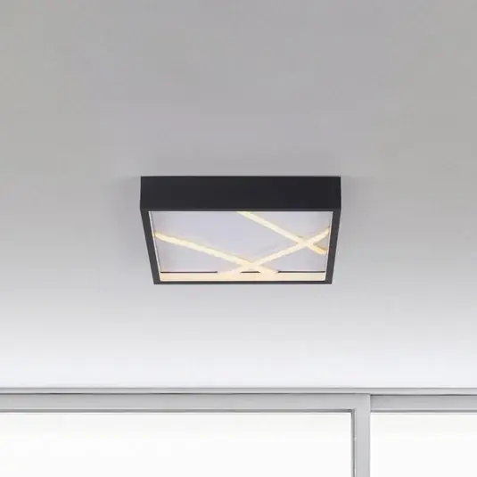 Ověřený JUST LIGHT. LED stropní svítidlo Mikado, 30 x 30 cm, černé