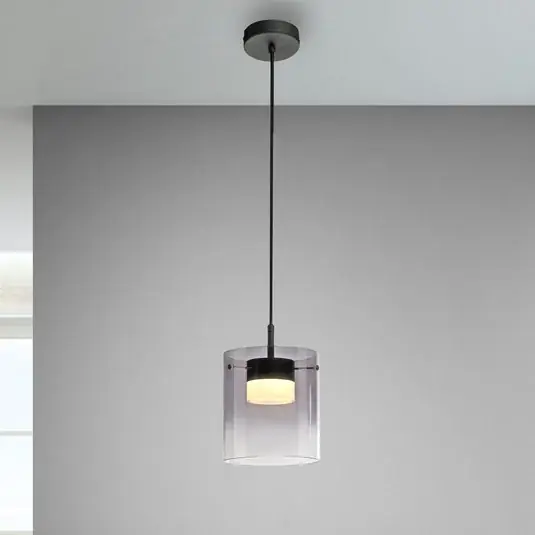 JUST LIGHT. LED závěsné světlo Elio, kouřové sklo, 1-žárovkové, černé Top Prodej