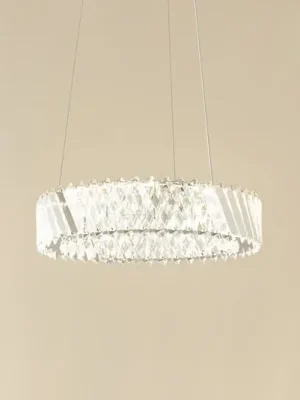 Sleva Lucande LED závěsné světlo Glacis, křišťál, Ø 40 cm, chrom
