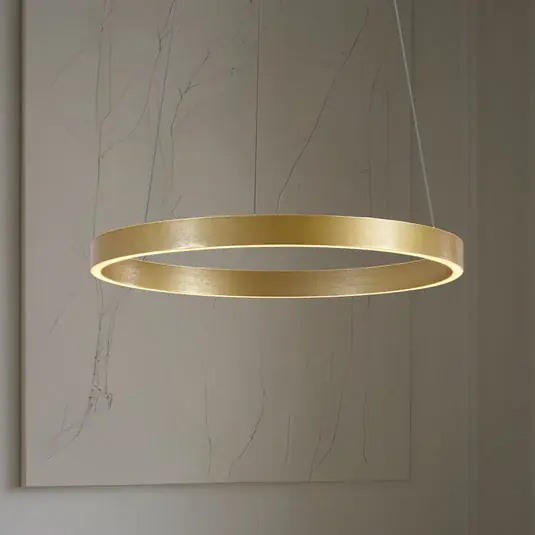 Autentický Lucande LED závěsné světlo Yonam, Ø 60 cm, 1 žárovka, zlatá, CCT