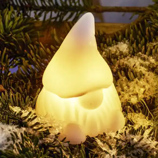 Top Prodej LED dekorativní figurka Coco, bílá, výška 14 cm, vosk, napájení na baterie
