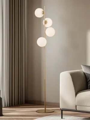 Top Prodej Lucande stojací lampa Isandro, opálová/zlatá, 4ramenná, sklo/kov