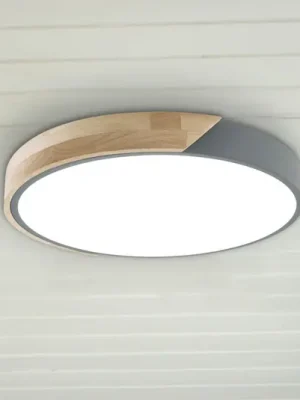 LED stropní svítidlo Borneo, dub, kov, CCT, dálkové ovládání Speciální Cena