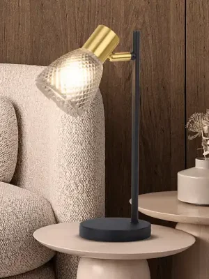 Bezpečná Platba Stolní lampa Lindita, sklo, kouřově šedá, E14, otočná