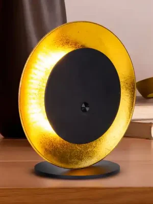 LED stolní lampa na baterie Solan, černá/zlatá, solární, IP54 Víkendová Akce