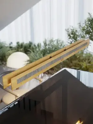 Časově Omezené Závěsné LED světlo Chile S, dub/granit, délka 116 cm