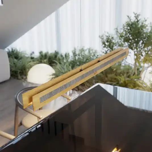 Časově Omezené Závěsné LED světlo Chile S, dub/granit, délka 116 cm