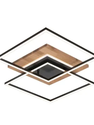 LED stropní svítidlo Panama M Plus, dub/černá, délka 61 cm Značkový