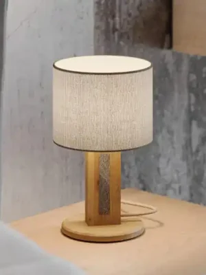 Stolní lampa Chile S, dub/granit, látka, dřevo, výška 30 cm Originální