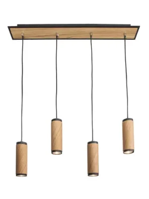Vysoce Kvalitní Závěsné světlo Bolivia, dřevo, dub, 4 žárovky, 75 cm, GU10