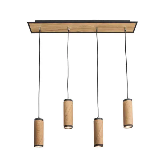 Vysoce Kvalitní Závěsné světlo Bolivia, dřevo, dub, 4 žárovky, 75 cm, GU10