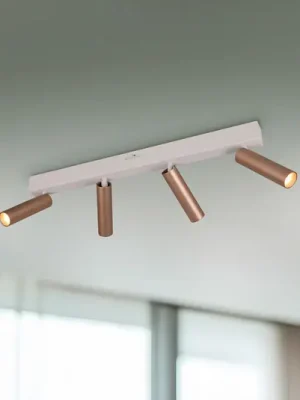 LED stropní bodové světlo Ambala, délka 65 cm, šedá/hnědá, 4-křídlový. Rychlé Dodání