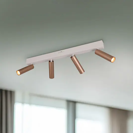 LED stropní bodové světlo Ambala, délka 65 cm, šedá/hnědá, 4-křídlový. Rychlé Dodání