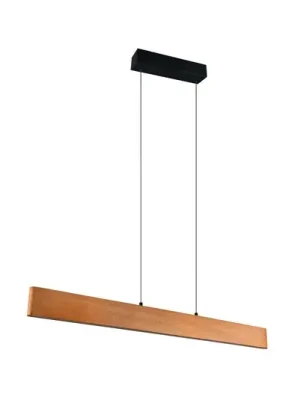 Vysoce Kvalitní LED závěsné světlo Edgewood, délka 115 cm, barva dřeva, dřevo CCT