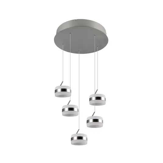 Horká Nabídka Závěsné LED světlo Dios, niklová barva, Ø 45 cm, CCT, 5 ramen