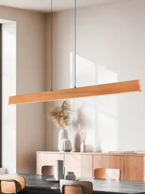 LED závěsné světlo Edgewood, délka 150 cm, dřevěná barva dřeva, CCT Vrácení Zdarma