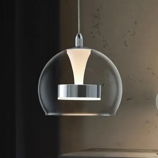 Cenově Výhodný Závěsné světlo LED Flynt, Ø 20 cm, chromová, kov/sklo, CCT