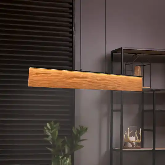 Závěsné světlo LED Kalea, délka 110 cm, barva dřeva, dřevo Sezónní Sleva