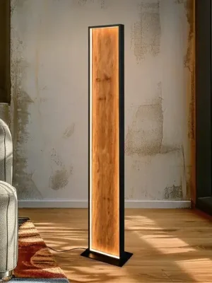 Levný LED stojací lampa Kalea, výška 120 cm, barva dřeva, dřevo