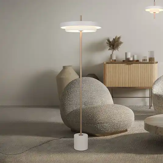 LED stojací lampa Keaton, světle šedá, výška 138 cm, kov, CCT Originální
