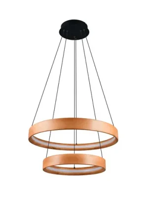 Závěsné světlo LED Lynwood, Ø 60 cm, barva dřeva, dřevo, 2 svítidla. Tovární Cena
