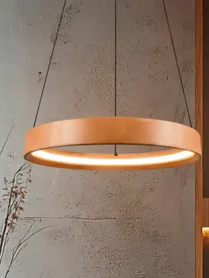 Aktuální Závěsné světlo LED Lynwood, Ø 50 cm, barva dřeva, dřevo, stmívatelné