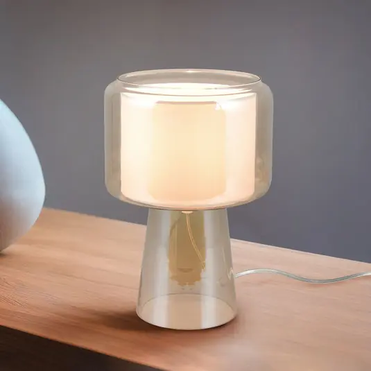 Stolní lampa Rocka, jantarová barva, výška 29 cm, sklo/látka Koupit Online