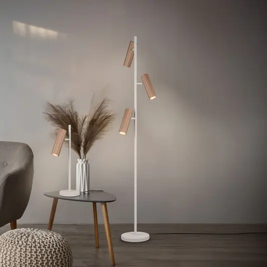 Ověřený Stojací lampa Soka, hnědá/šedá, výška 150 cm, kov, 3 ramena.