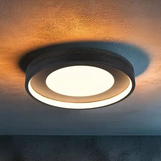 Cenová Bomba LED stropní svítidlo Solea, matná černá, Ø 40 cm, plast
