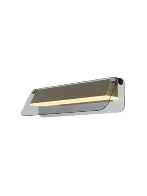 Odeslání Ihned LED nástěnné světlo FLAT, šedá/mosaz, šířka 30 cm, sklo/kov