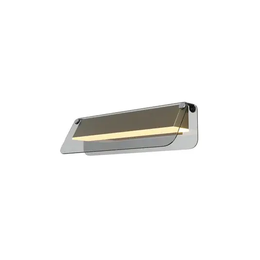 Odeslání Ihned LED nástěnné světlo FLAT, šedá/mosaz, šířka 30 cm, sklo/kov