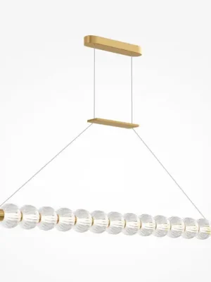 Závěsné světlo LED AMULET, délka 110 cm, zlatá barva, kov/sklo Koupit Online