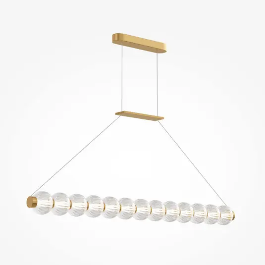 Závěsné světlo LED AMULET, délka 110 cm, zlatá barva, kov/sklo Koupit Online