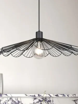Autentický Závěsné světlo Margarita, Ø 50 cm, černé, E27, kov