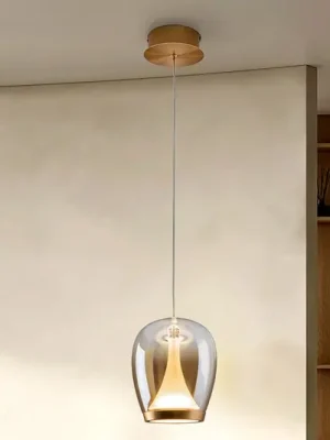 Cenová Bomba Závěsné světlo LED Suspiro, Ø 18 cm, zlatá/jantarová, sklo