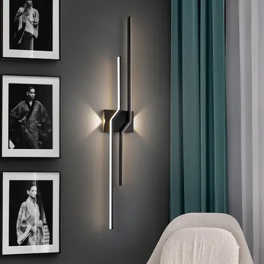 LED nástěnné světlo Zig Zag, výška 100 cm, černá, kov, 4 svítidla. Expresní Doručení