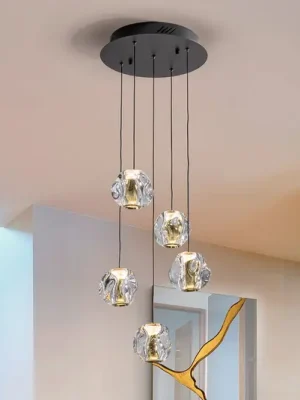 Cenová Bomba Závěsné světlo LED Zaira, Ø 33 cm, černá/zlatá, 5 ramen