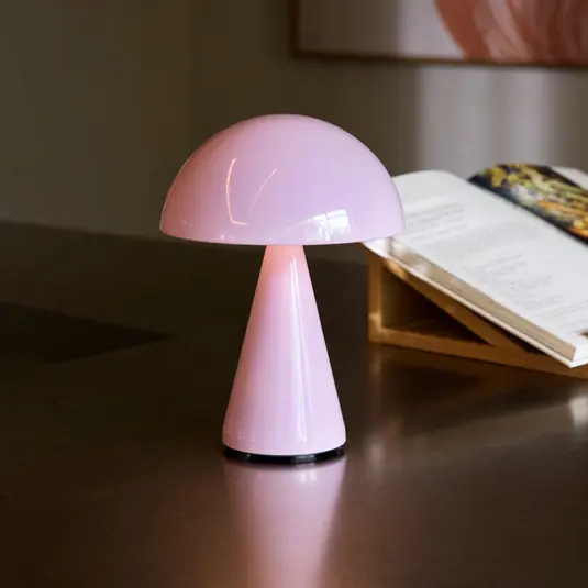 Výprodej HÜBSCH LED stolní lampa Mush, růžová, výška 20 cm