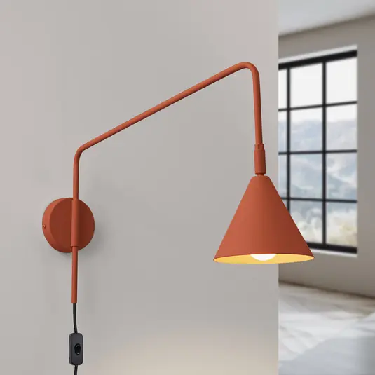Nástěnné světlo LYS, okrová, Ø 14 cm, kov, zástrčka, E14 Levný