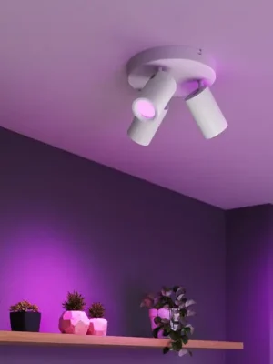 Oblíbený Calex Smart stropní bodové osvětlení, bílé, Ø 21 cm, 3 žárovky, GU10-LED RGBW
