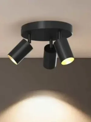 Aktuální Stropní bodové osvětlení Calex GU10, černé, Ø 20 cm, 3 žárovky, kovové
