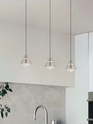 LED závěsné světlo Romeo délka 55 cm niklové kovové 3-ramenné. Akční Cena
