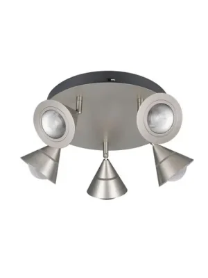 LED stropní bodové světlo Romeo, Ø 30 cm, niklová barva, 5lámový. Sezónní Sleva