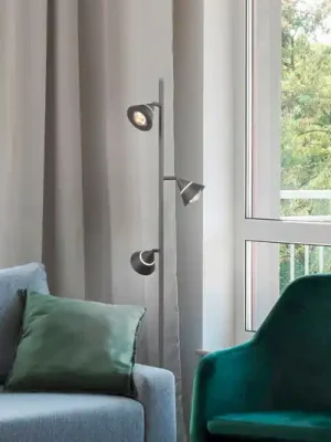 LED stojací lampa Romeo, výška 150 cm, černá, kov, 3ramenná. Značkový