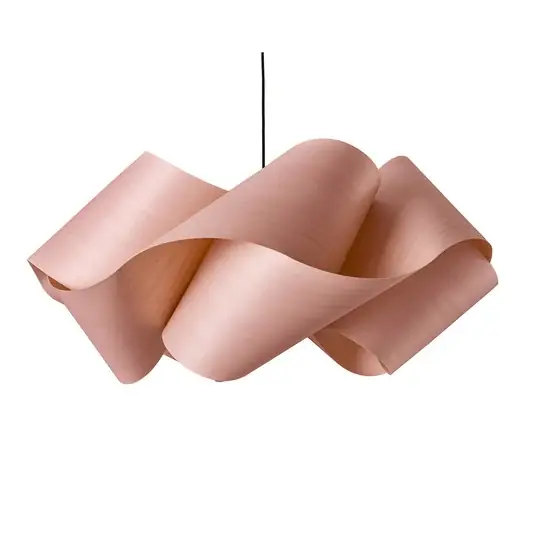 Poslední Šance Závěsné světlo LZF Swirl, světle růžová/niklová, Ø 54 cm, dřevo