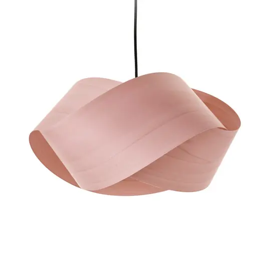 Závěsné světlo LZF Nut, světle růžové/niklové, délka 42 cm, dřevo Must-Have