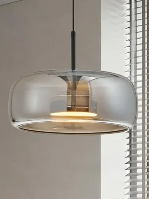 LED závěsné světlo Deco, kouřově šedé/černé, Ø 33 cm, sklo Speciální Cena
