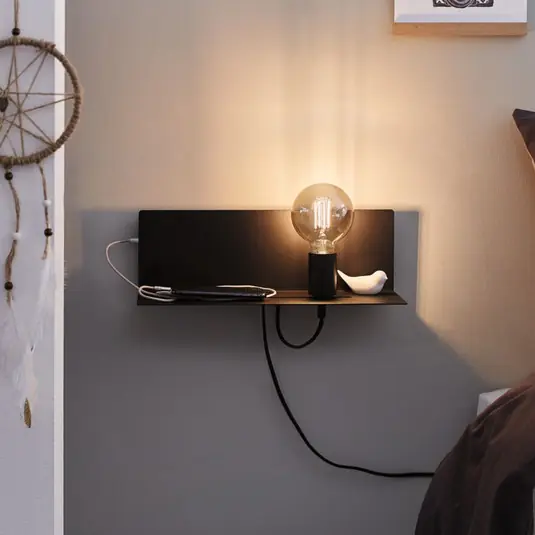 Paulmann nástěnné světlo Devara, černá 40 cm E27 USB port Top Prodej